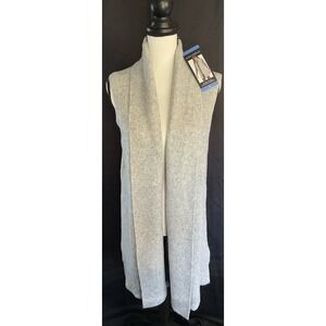 Mario Serrani Sweater Shawl Collar Sleeveless Cardigan Womens Gray Large NWT
